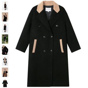 XS Petite Studio Teagan Wool Coat - Black & Camel (NWT)